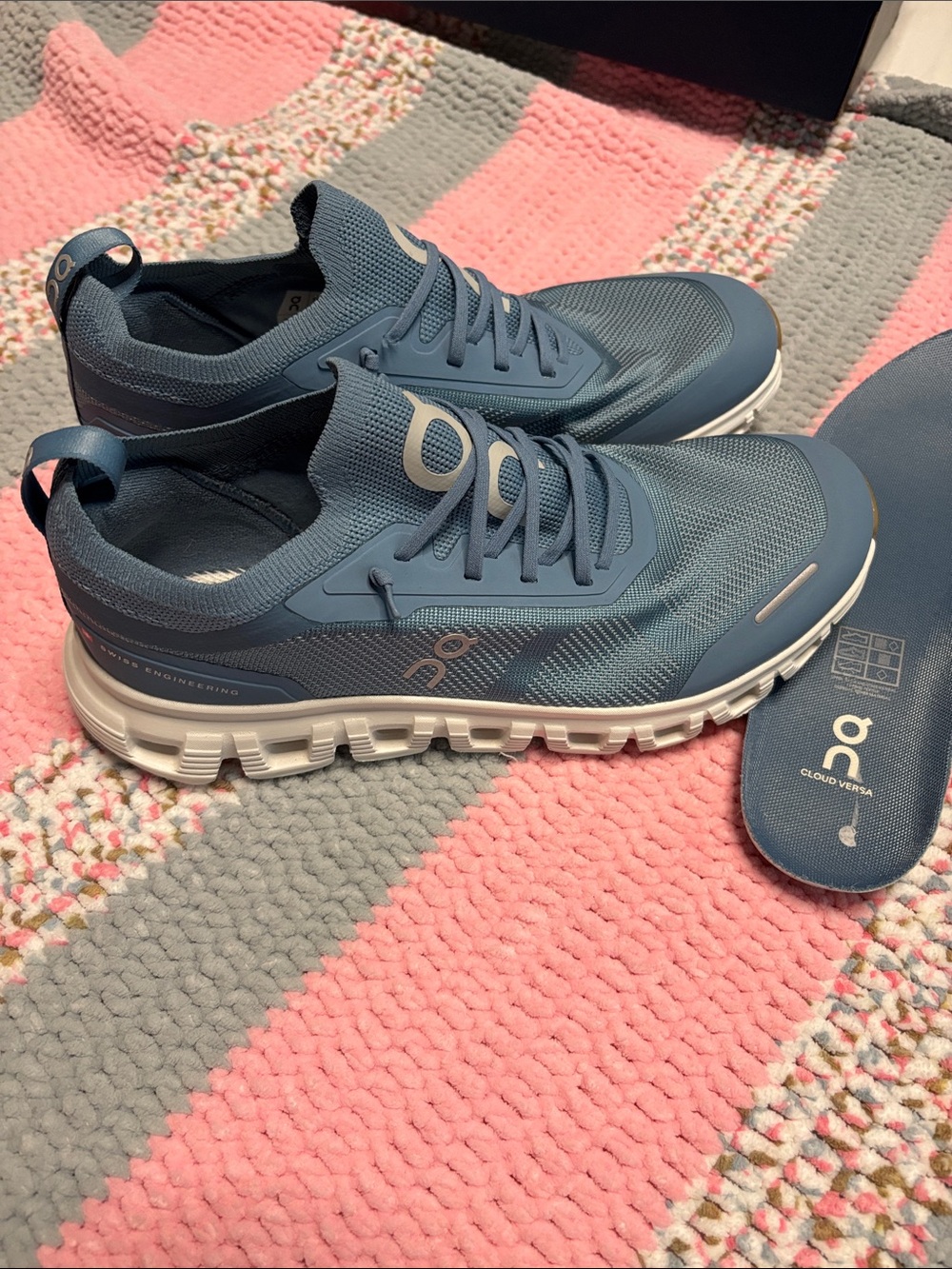 On Cloudwomen Lightweight Running Shoes — Dusty Blue with White Sole